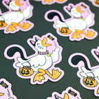 Autocollant Canard en Costume d'Halloween Chat | Objetos de diseño y regalos originales