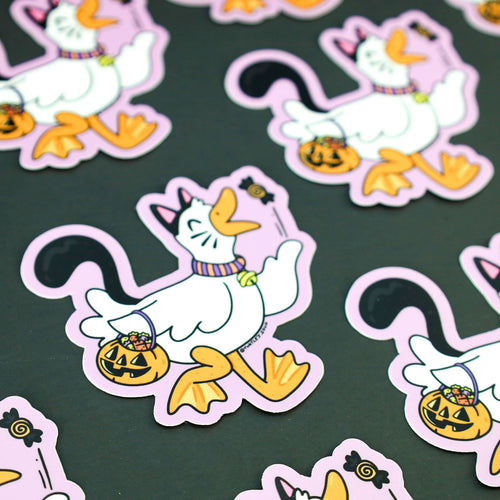 Autocollant Canard en Costume d'Halloween Chat | Oggetti di design e regali originali