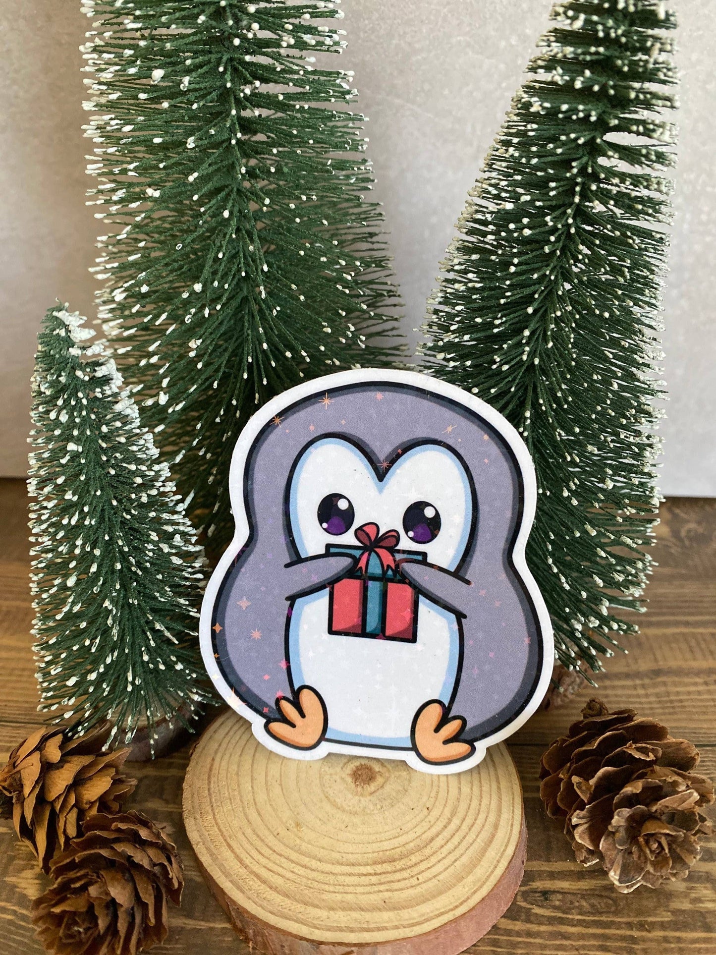 Penguin Christmas Gift Sticker