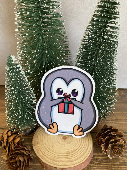 Sticker Pingouin Cadeau de Noël