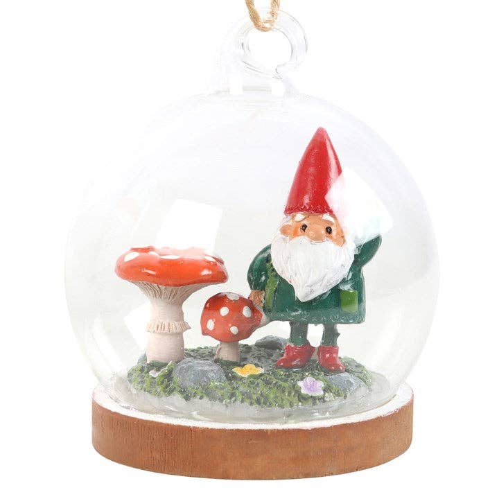 Décoration à Suspendre Dôme en verre Gnome et Champignons | Design e regali originali