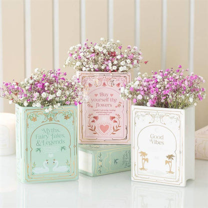 Vase in the shape of a white book