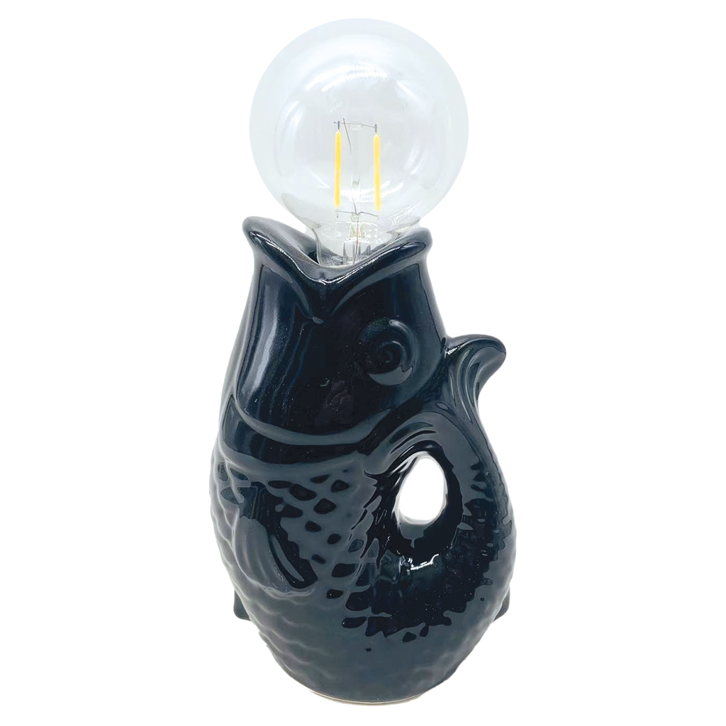 Déco LED poisson noir à piles L13,5 P8,2 H27cm
