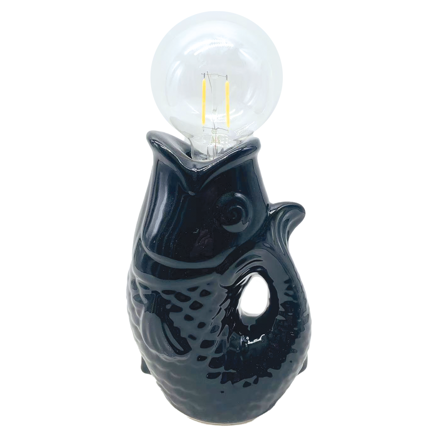 Déco LED poisson noir à piles L13,5 P8,2 H27cm