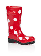 vase bottes wellington rouge a pois bitten