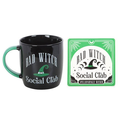 Bad Witch Social Club Cup and Coaster Set