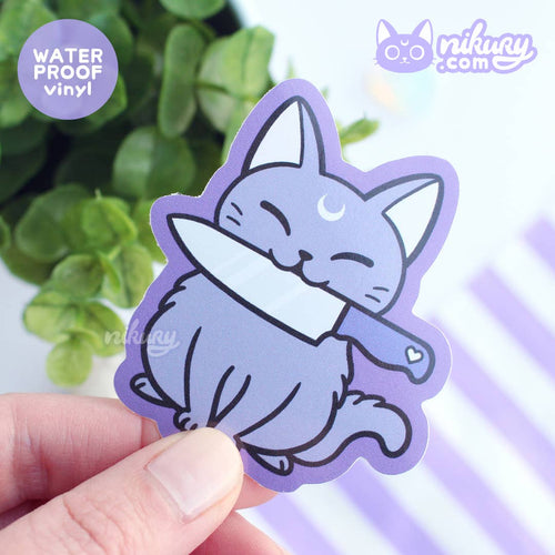 Oggetto regalo di design – autocollant chat avec couteau black meowgic nikury SQ2586430 82842444