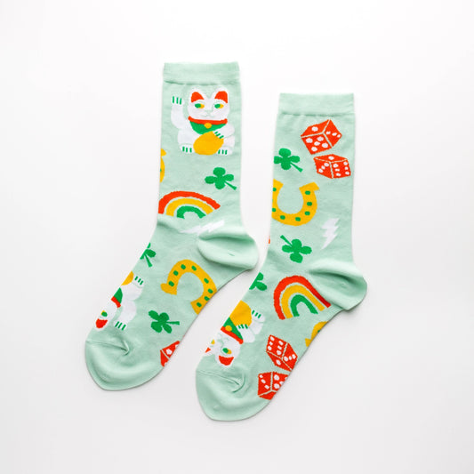 Lucky Socks - Lucky Cats, Clovers, Lightning Bolts and Rainbows