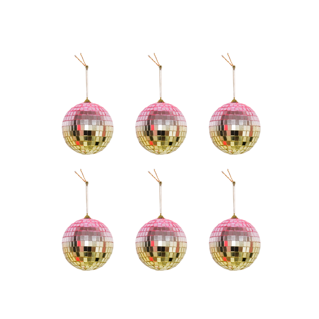Boule de Noël Disco Rose/or - 6-Pack