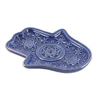Porte-encens et vide-poche Main de Hamsa bleu foncé