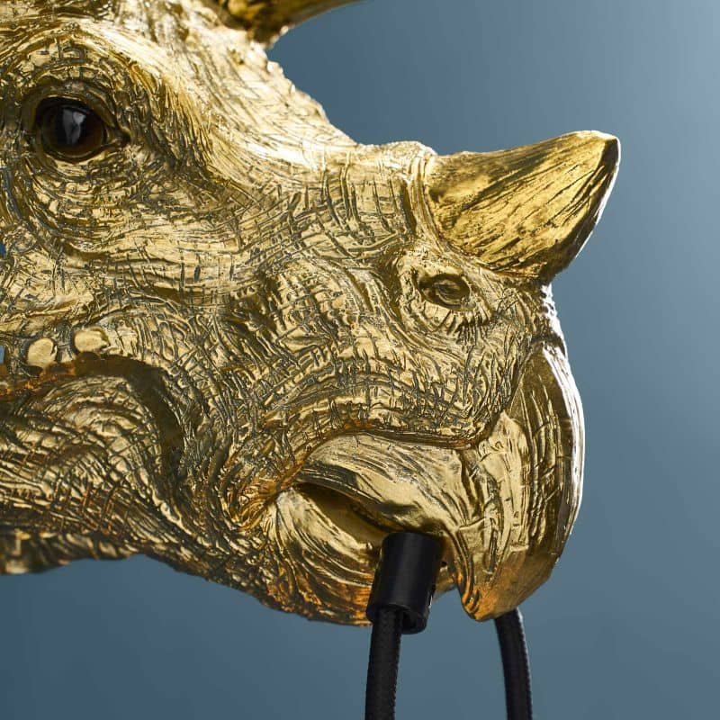 Wandleuchte Triceratops Cera Gold, Kunstharz, 31,5 x 28,5 cm
