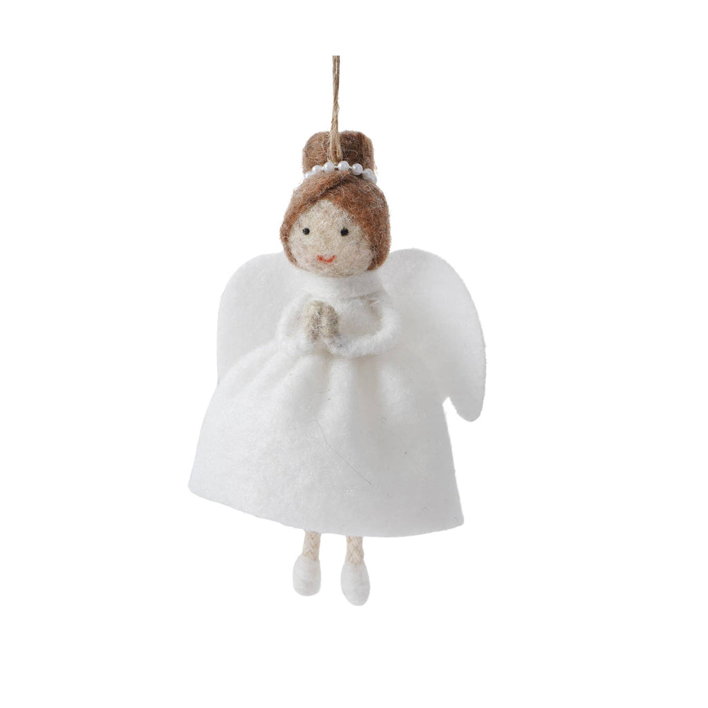 Décoration à suspendre Ange en feutre aux cheveux foncés | Design e regali originali
