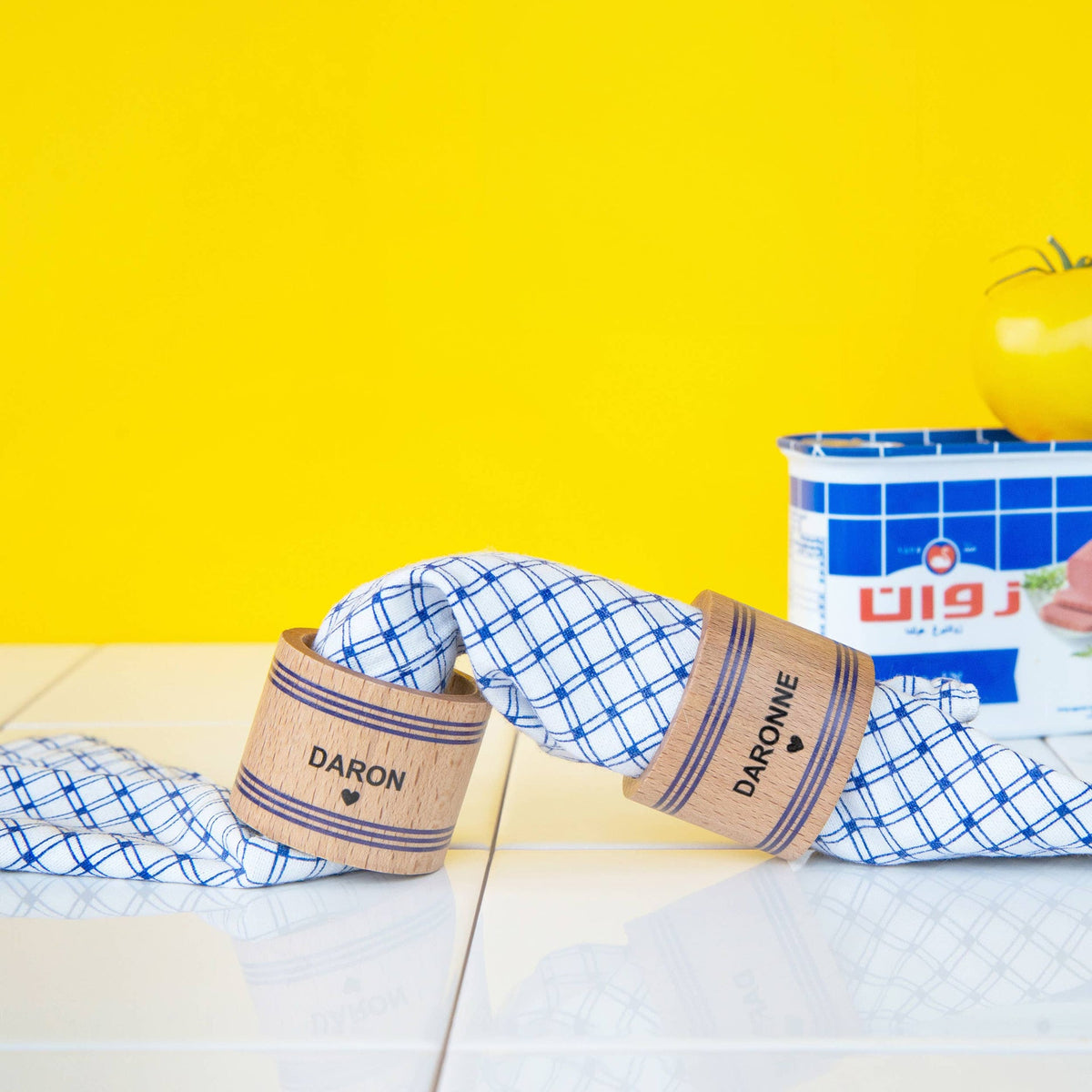 Ronds de serviette en bois Pied de Poule – détail produit