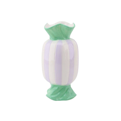 Vase - Vase à fleurs Bonbon Toffee - Menthe/Lilas - 9,5x9,5x21cm