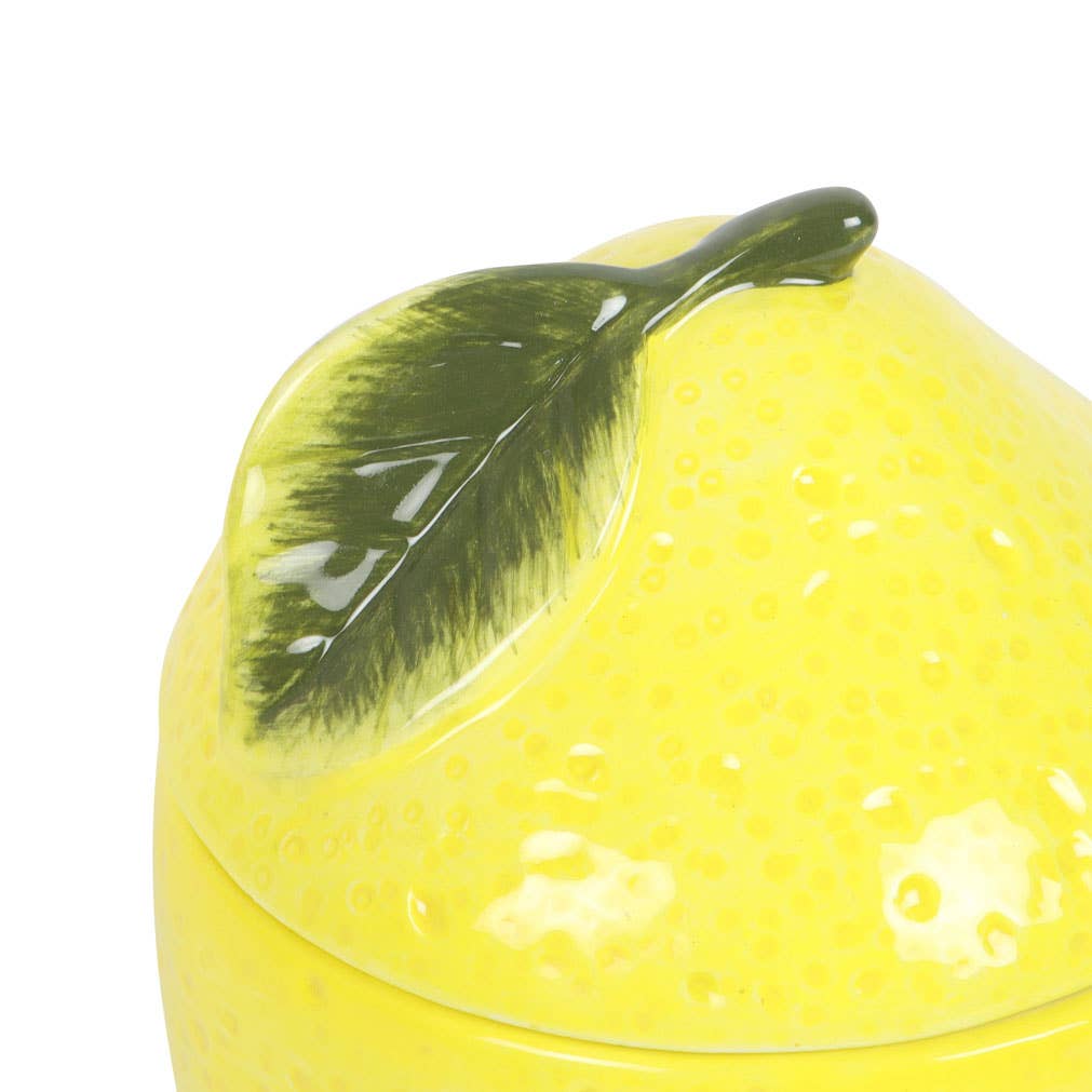 Brûle-huile citron jaune avec couvercle