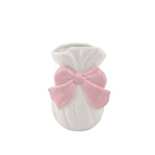 Vase - Bowl - Dolomite - White/Pink - 11x10x16cm