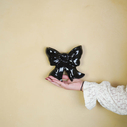 Wall Vase - Bowl Vase - Ceramic - Black - 19x18.5x5.5 cm