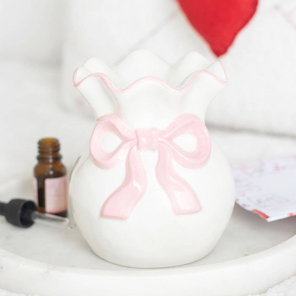 Brûleur d'huile blanc et rose avec nœud | Design e regali originali
