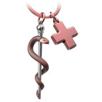 Porte-clés Bâton d'Esculape avec croix médicale | Design-lahjat ja sisustustuotteet