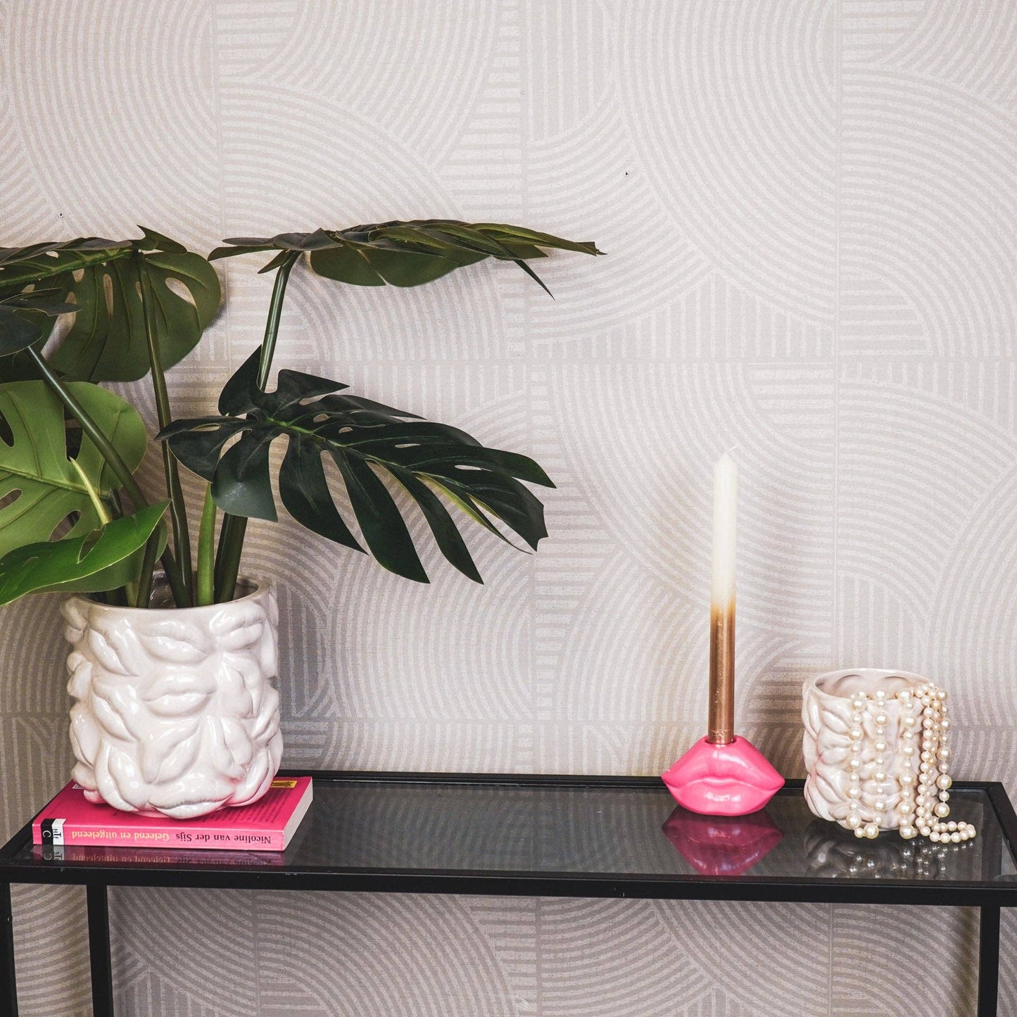 Pot - Bisous - Céramique - Beige - 17,5x17,5x17,5cm