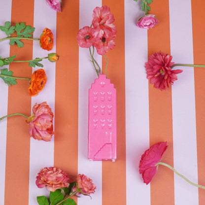 Flower vase - Home vase - Ceramic - Neon pink - 7.5x6x23 cm