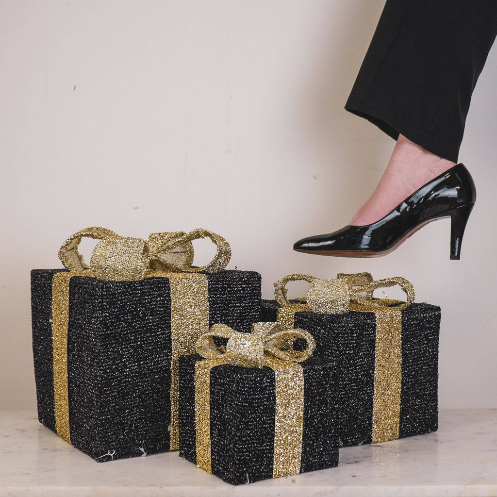 Cadeau de Noël LED - S3 - Polystyrène - Noir/Or - 15/20/25 cm | Design e regali originali