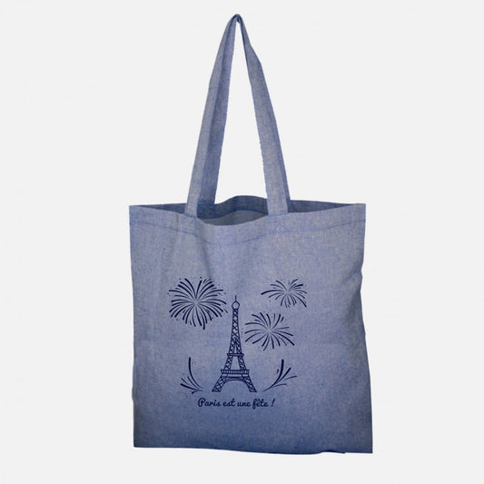 Blue Tote Bag "Paris is a party" 