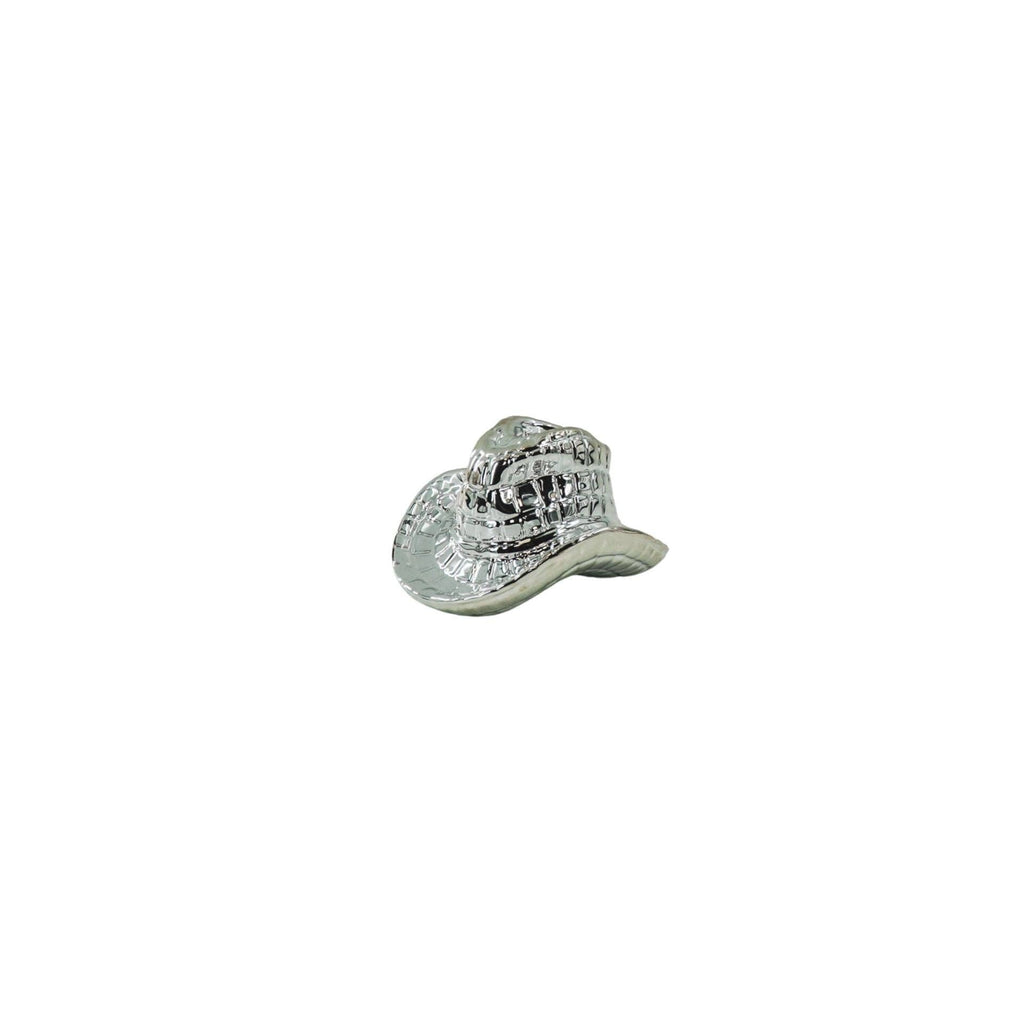 Kerzenständer – Cowboyhut – Keramik – Silber – 13,5 x 11 x 7 cm