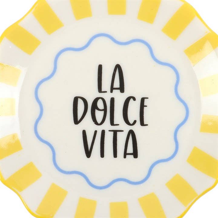 "La Dolce Vita" Striped Yellow Trinket Dish