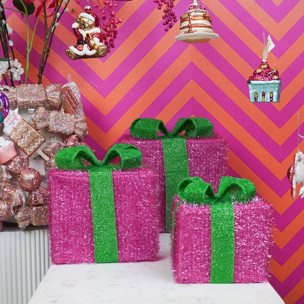 LED-Weihnachtsgeschenk – S3 – Polystyrol – Rosa/Grün – 15/20/25 cm