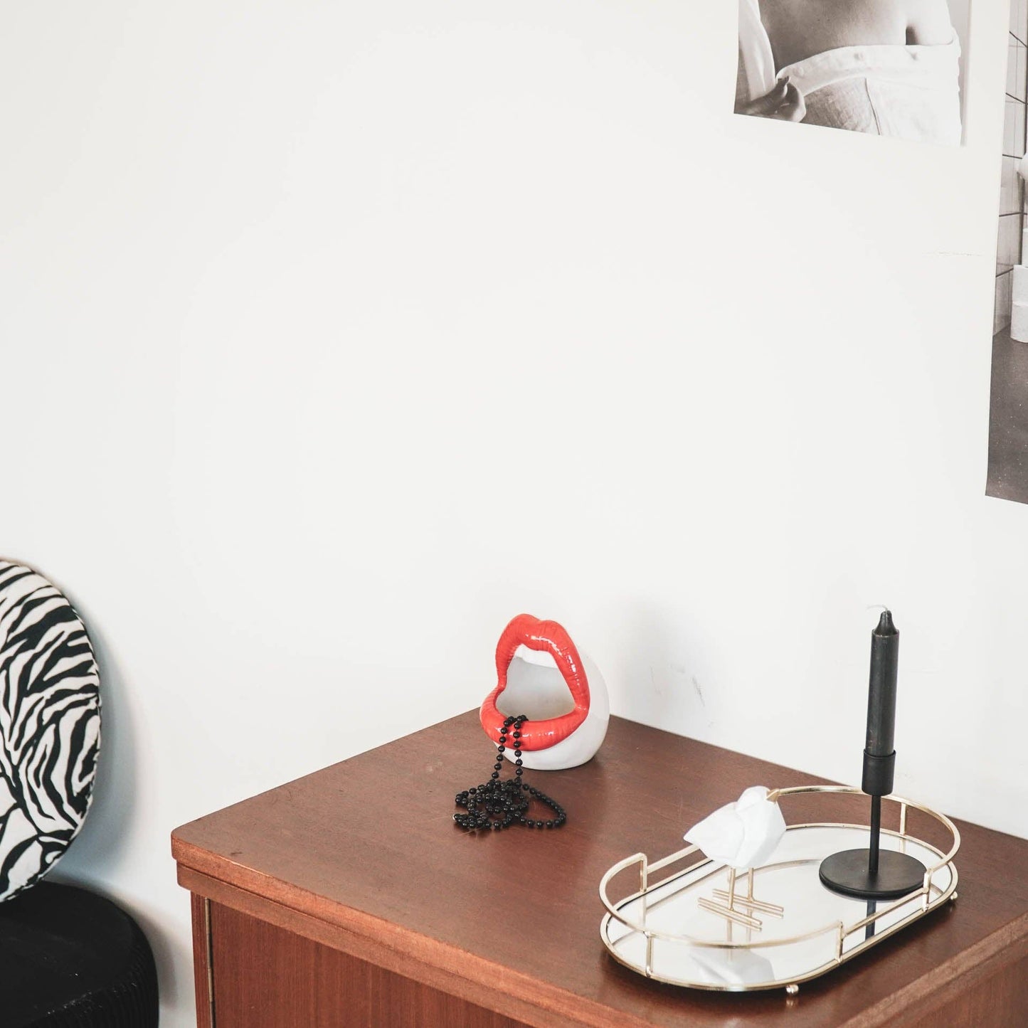 Pot - Rebord - Céramique - Rouge/Blanc -10x10x12