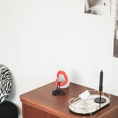 Pot - Rebord - Céramique - Rouge/Blanc -10x10x12