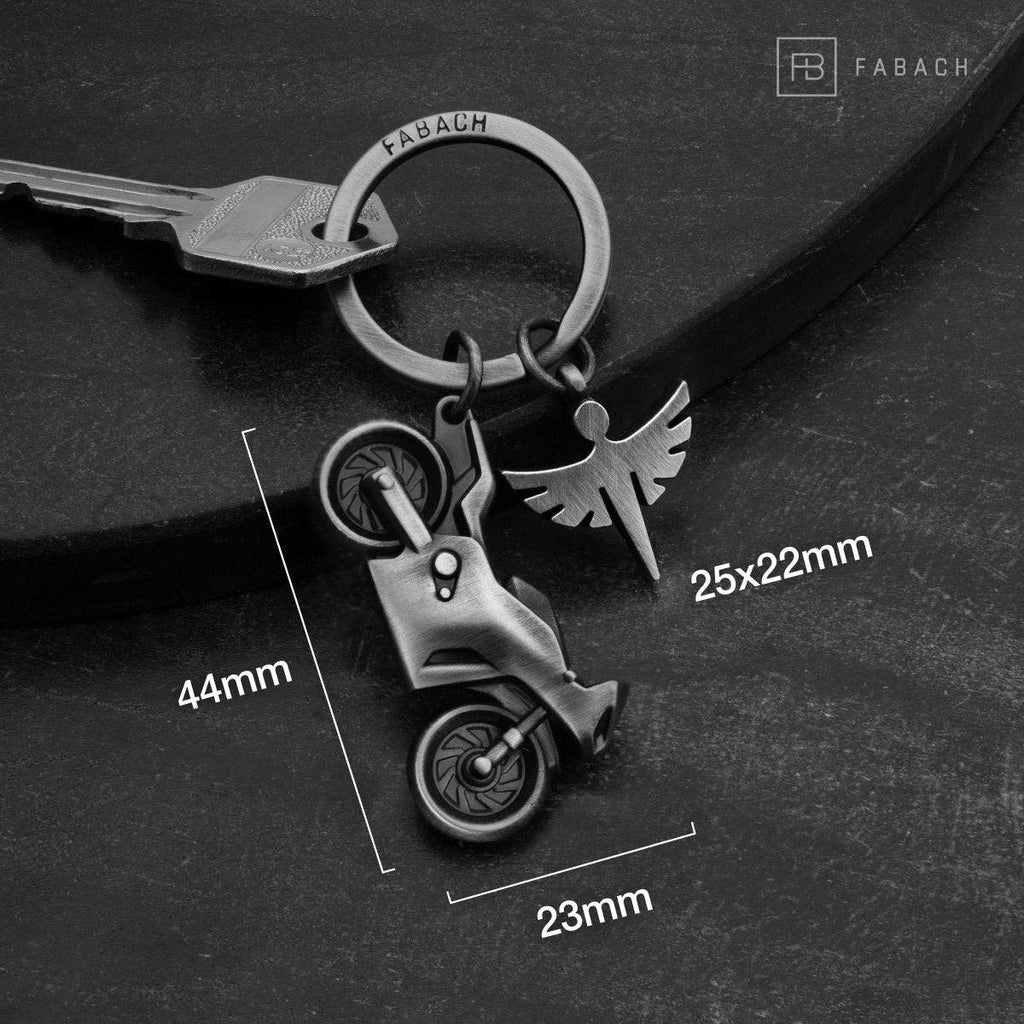 porte cles moto avec ange gardien fabach 