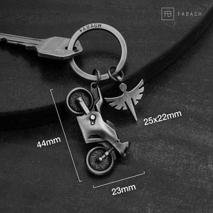 Motorcycle Keychain with Guardian Angel for Motorcycle