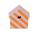 Uhr – Kuckucksuhr für die Wand – Muster – Orange/Rosa – 24 x 27 x 9 cm