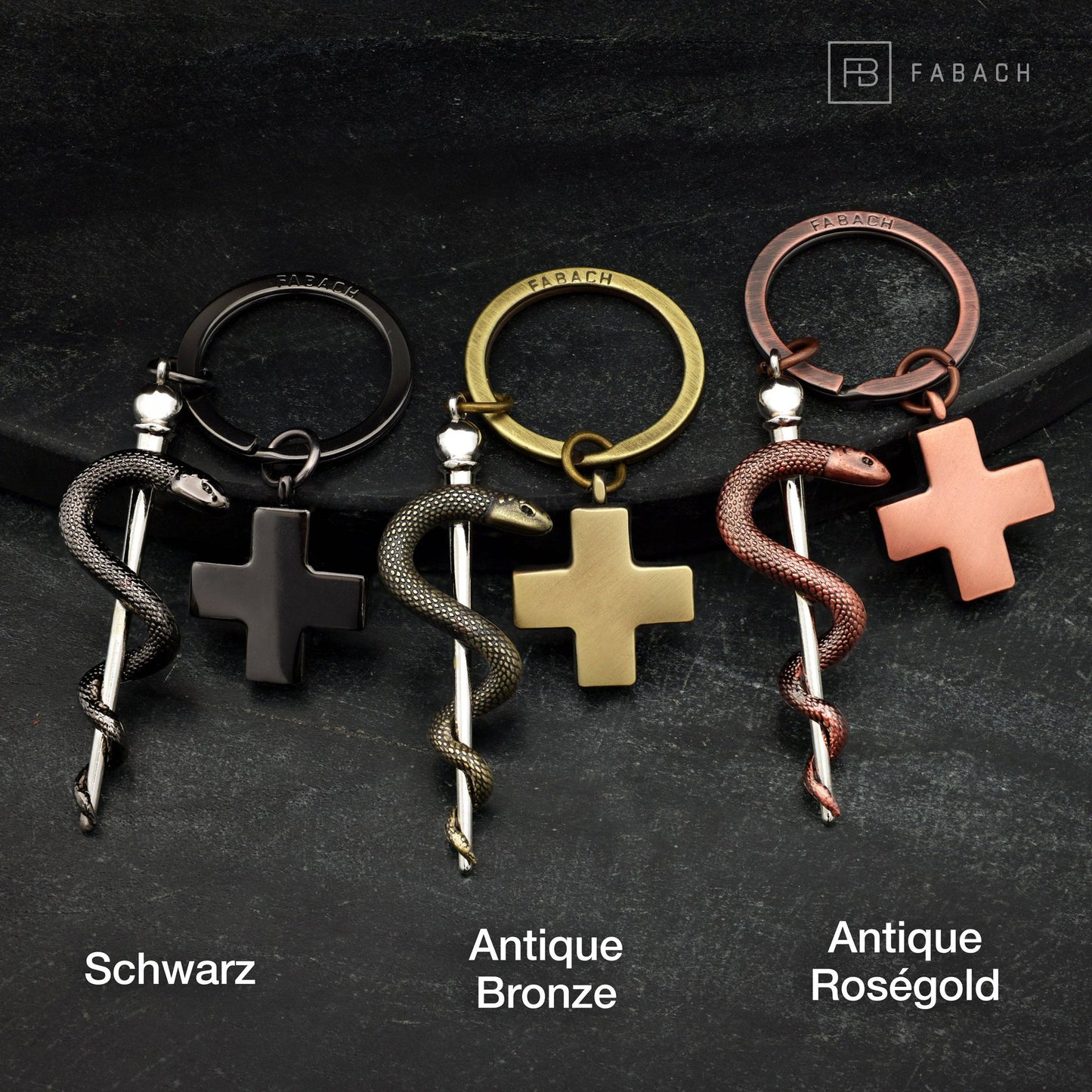 Porte-clés Bâton d'Esculape avec croix médicale