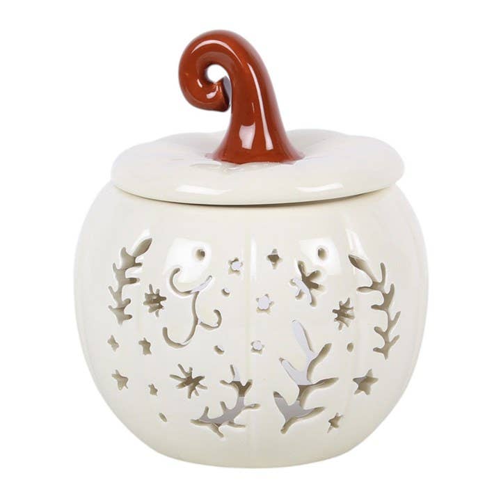 Brûle‑parfum et chauffe‑cire Halloween citrouille folk crème