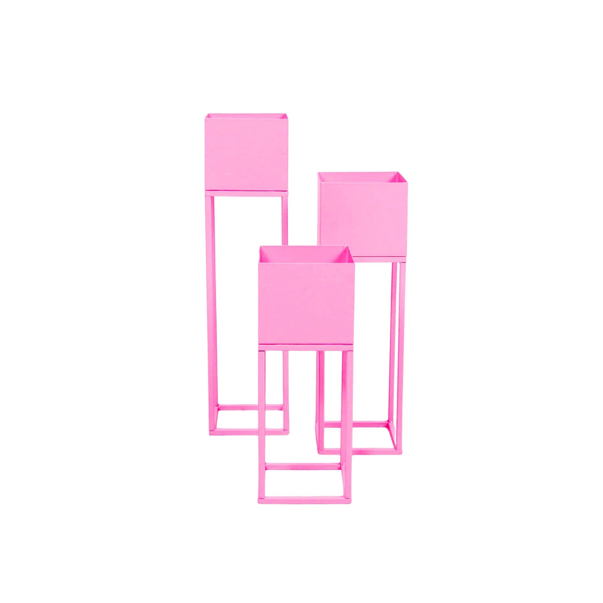 Support de Plante - Métal - Rose - S3 - 15x15x60/50/40cm