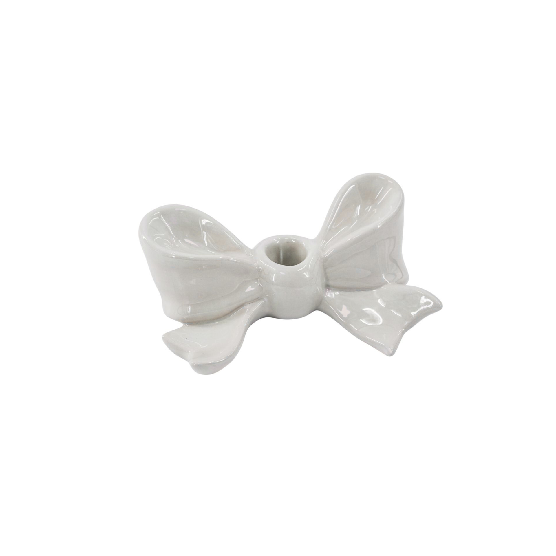 Bougeoir - Nœud - Céramique - Blanc - 18x9x7 cm | Design e regali originali