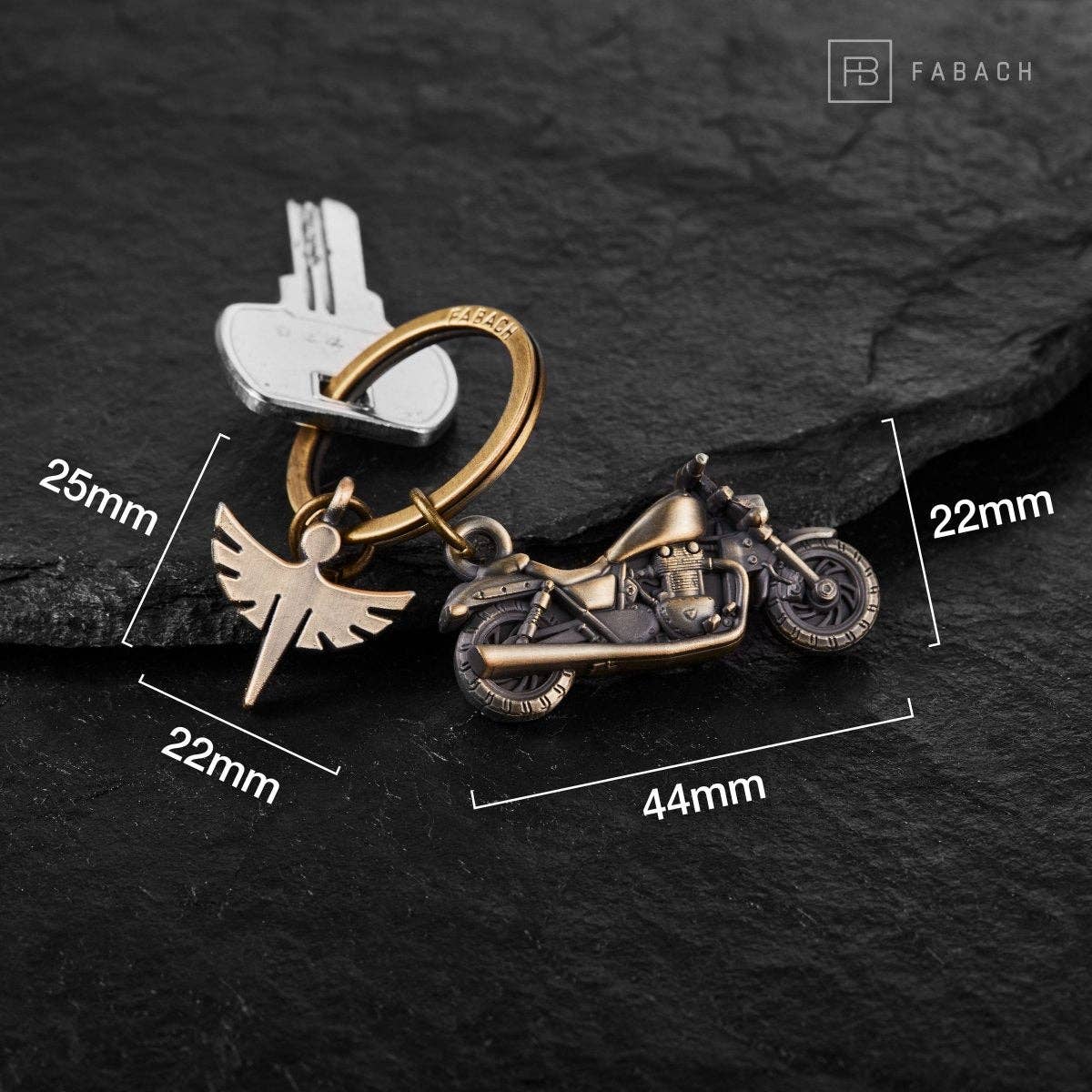 Motorcycle "Chopper" keychain with guardian angel