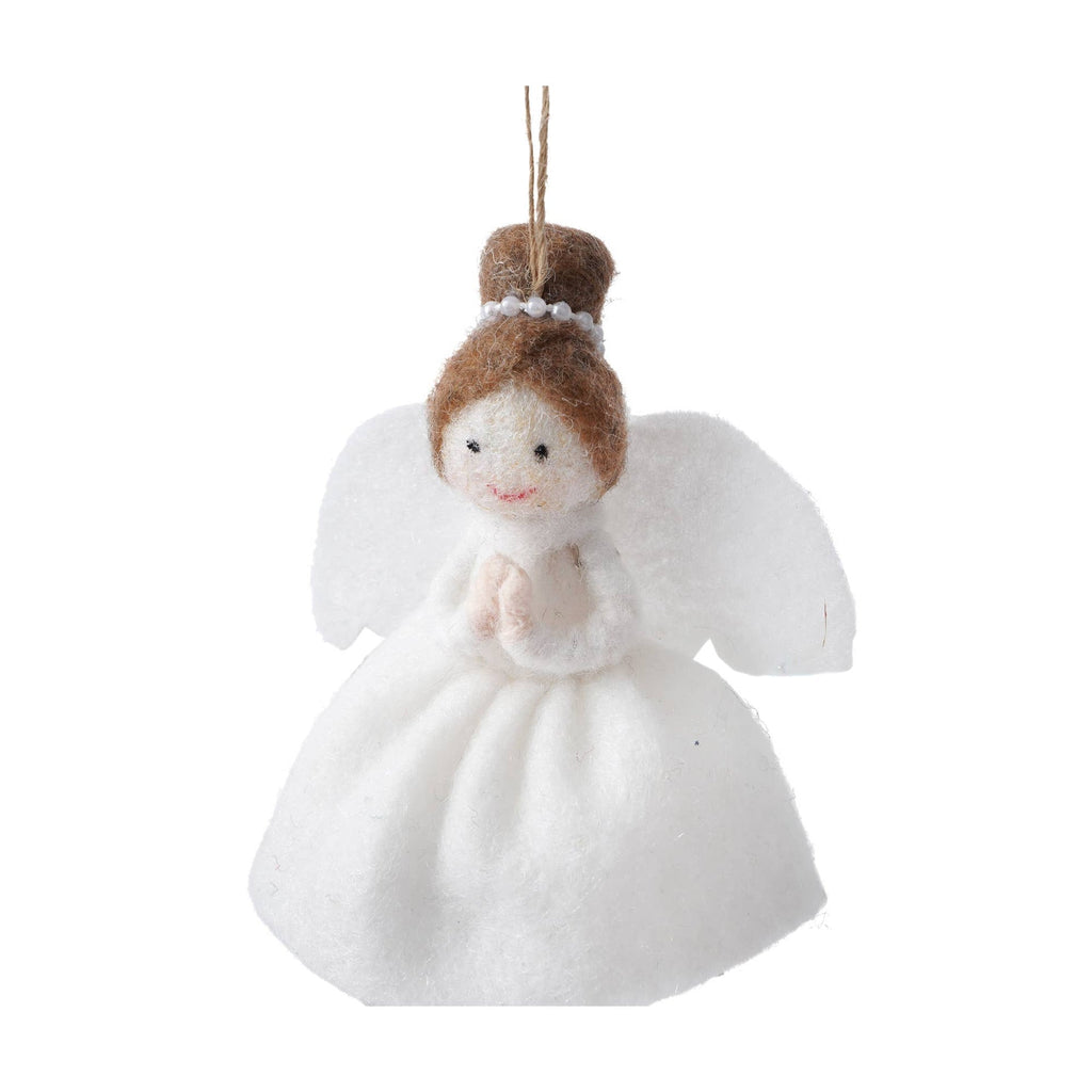 Décoration à suspendre Ange en feutre aux cheveux bruns | Design e regali originali