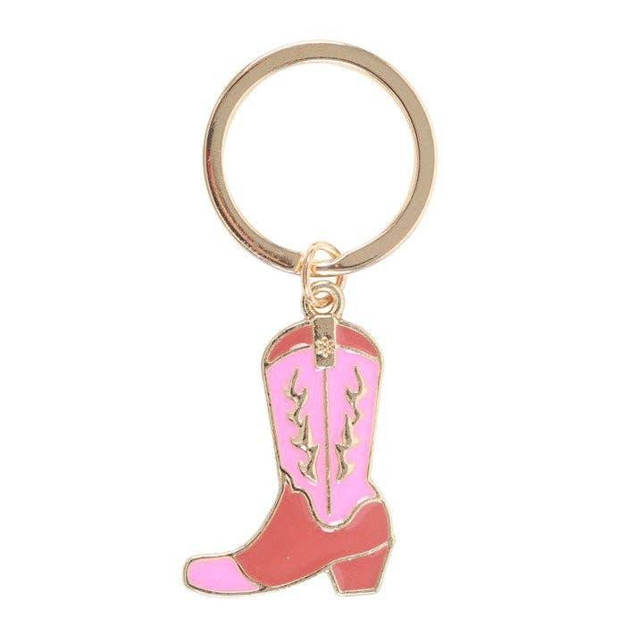 Pink Cowboy Boot Keychain