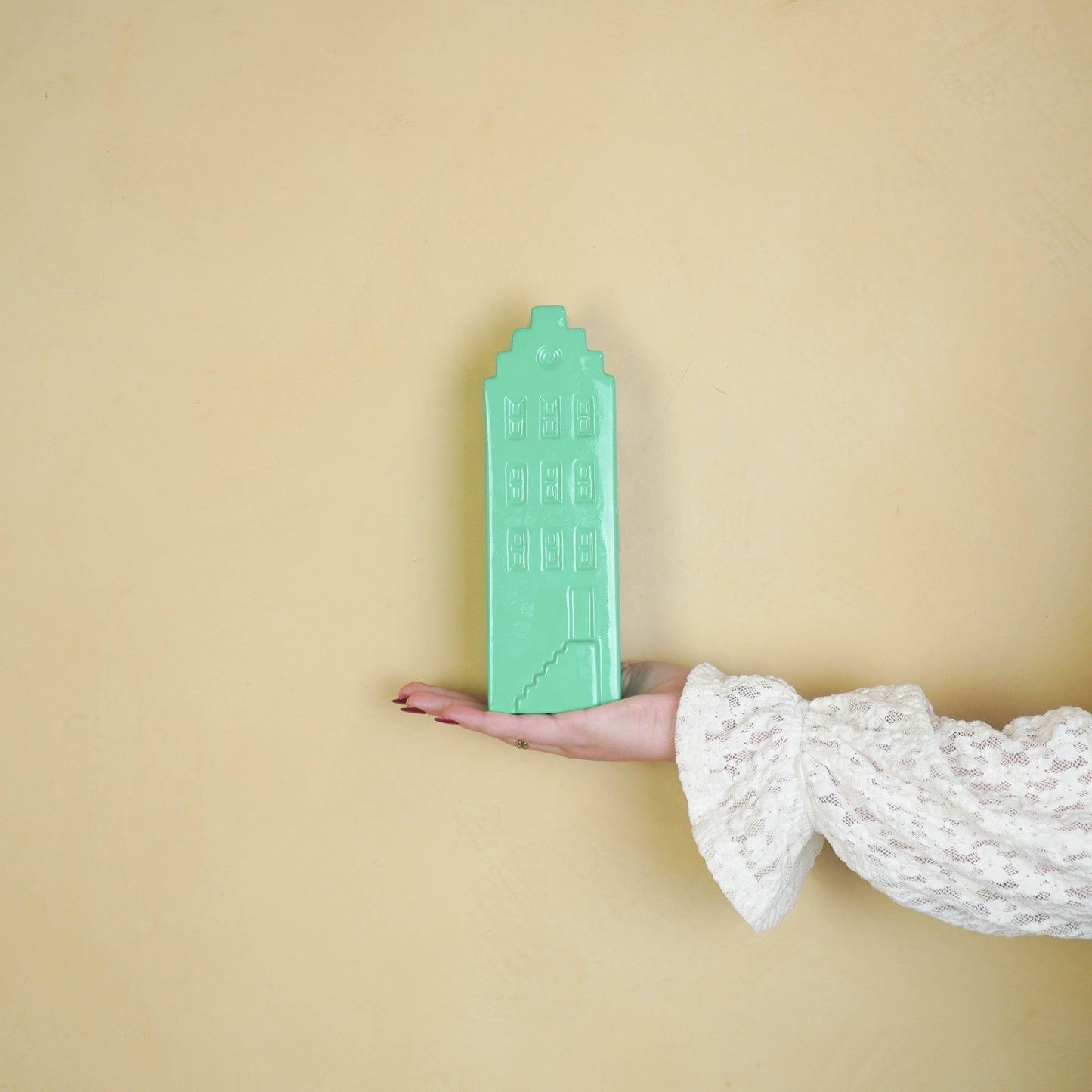 Flower vase - Home vase - Ceramic - Sea green 7.5x6x23 cm