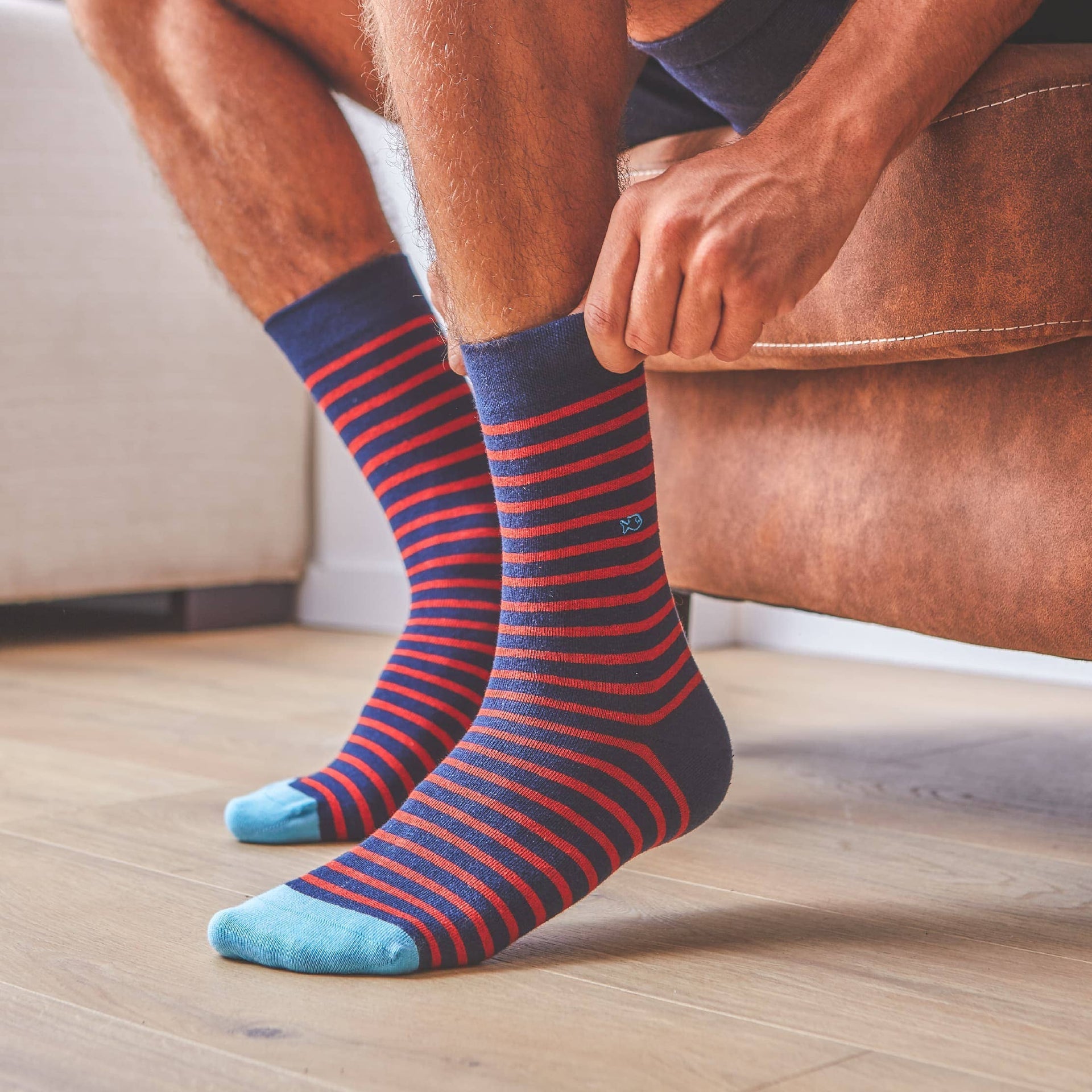 Chaussettes Rayures Bleu Marine/Rouge | Design e regali originali
