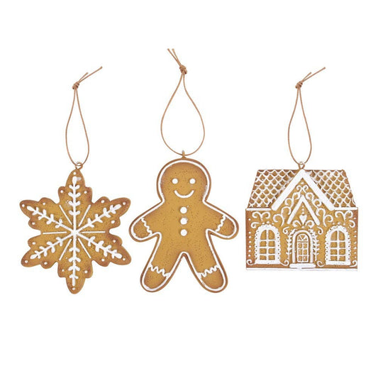 Set of 3 Christmas decorations to hang in the shape of gingerbread