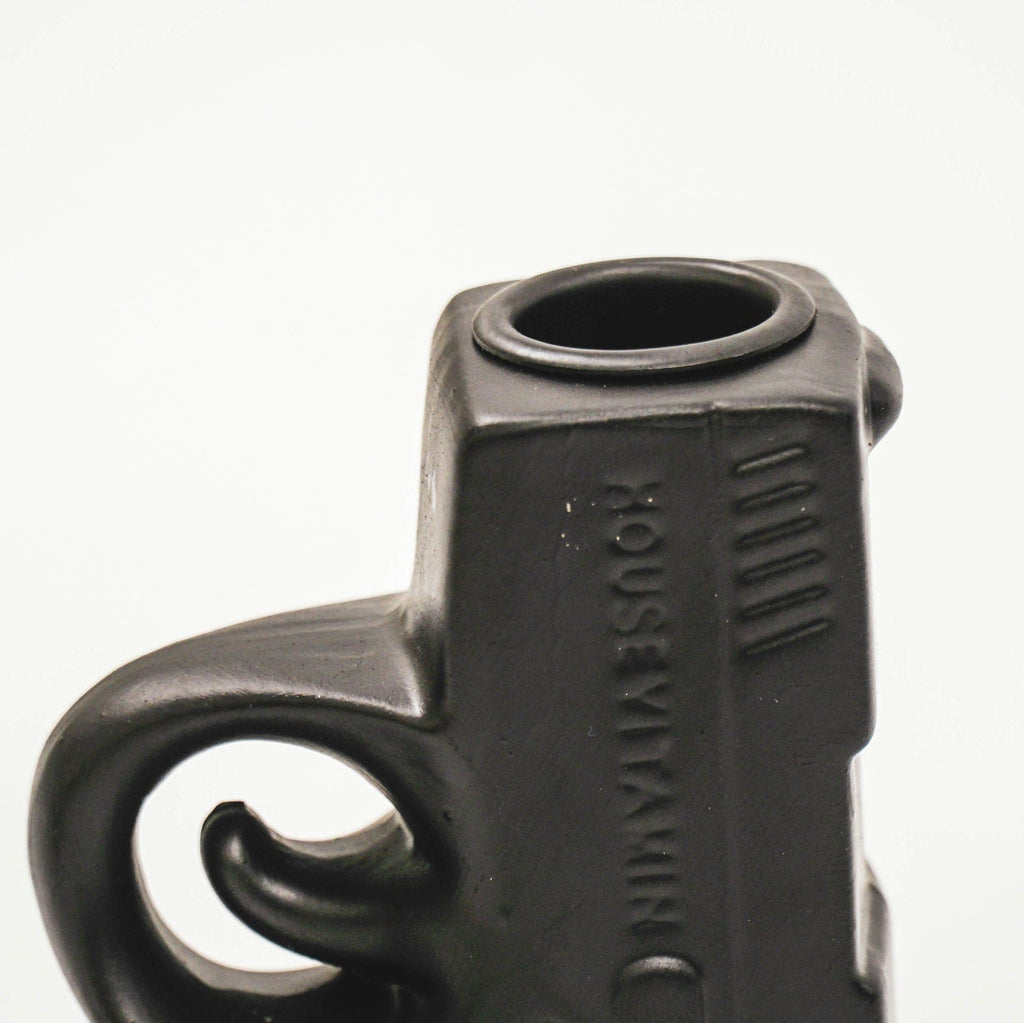 Bougeoir - Pistolet - Céramique - Noir - 12x5x12cm