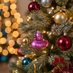 Rosa Badeente Weihnachtskugel