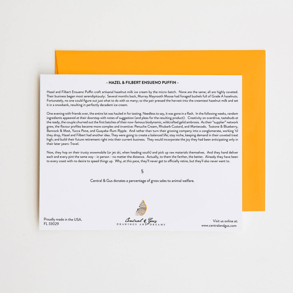 Hazel & Filbert Ensueno Carte de puffin | Design e regali originali