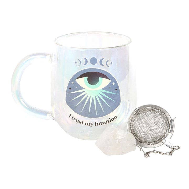 Intuition doppelwandiger Glasbecher mit Aura-Kristall-Tee-Ei