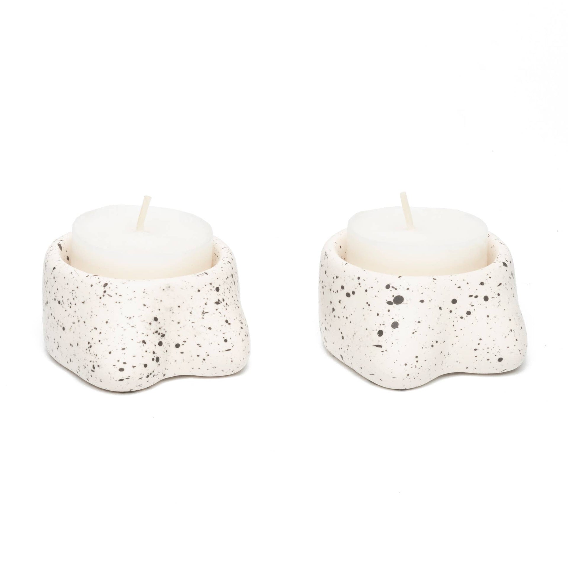 Lot de 2 Bougeoirs Tits Blancs Petite Taille Helio Ferretti Vue 2